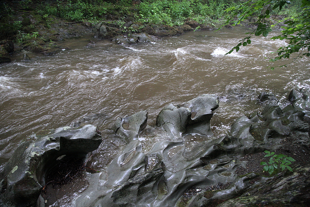 NSG 159, Flussbett der Schwarza mit den charakteristischen Strudeltöpfen im NSG „Schwarzatal“ (Landkreis Saalfeld-Rudolstadt). (Foto: Holm Wenzel, 14.06.2020)