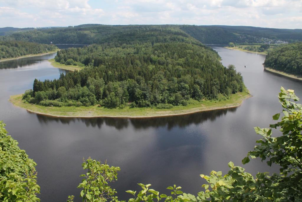 Naturpark "Thüringer Schiefergebirge/Obere Saale" (Nr. 4): Blick vom Heinrichstein im gleichnamigen NSG auf die Bleilochtalsperre der Saale zwischen Saaldorf und Zoppoten (Saale-Orla-Kreis). (Aufn. Holm Wenzel 31.05.2014)