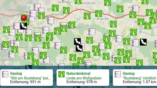 Karten zu vielen Umweltthemen Die App bietet Karten zu vielen Umweltthemen.