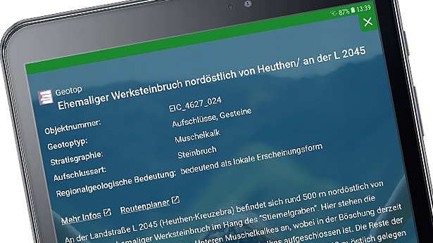 Objektinformationen zu den Kartenthemen Zu den Kartenthemen sind zusätzliche Objektinformationen abfragbar.