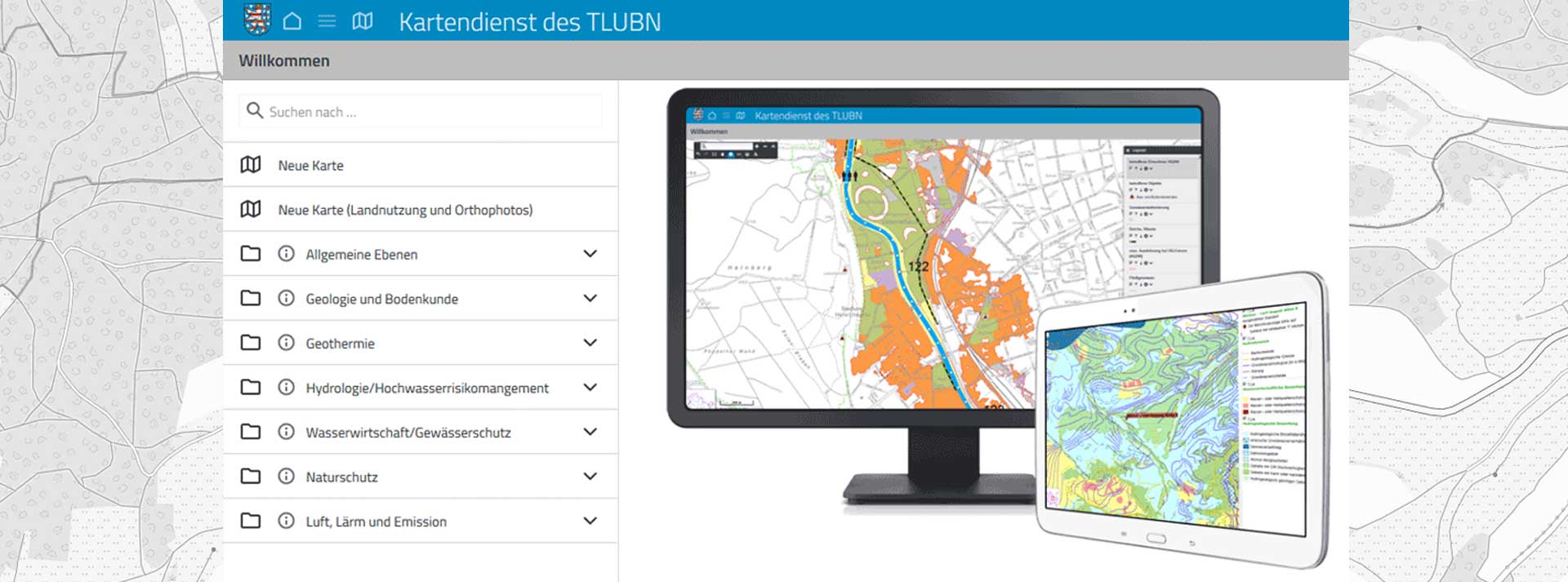 Kartendienst des TLUBN auf Desktop und Tablet