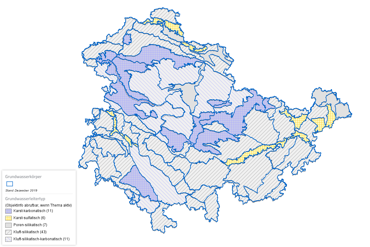 Karte der Grundwasserleitertypen in Thüringen