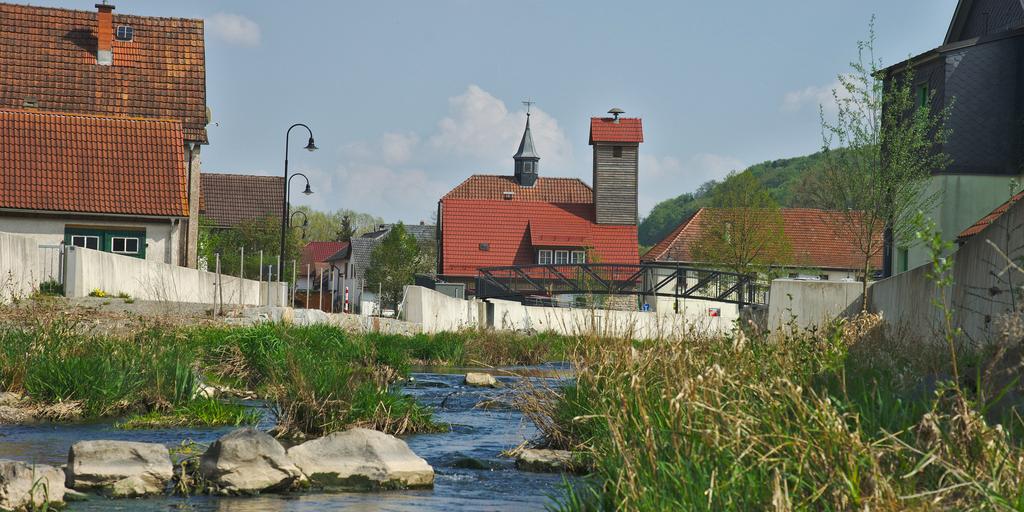 Bild des Hochwasserschutzes in der Ortslage Harras
