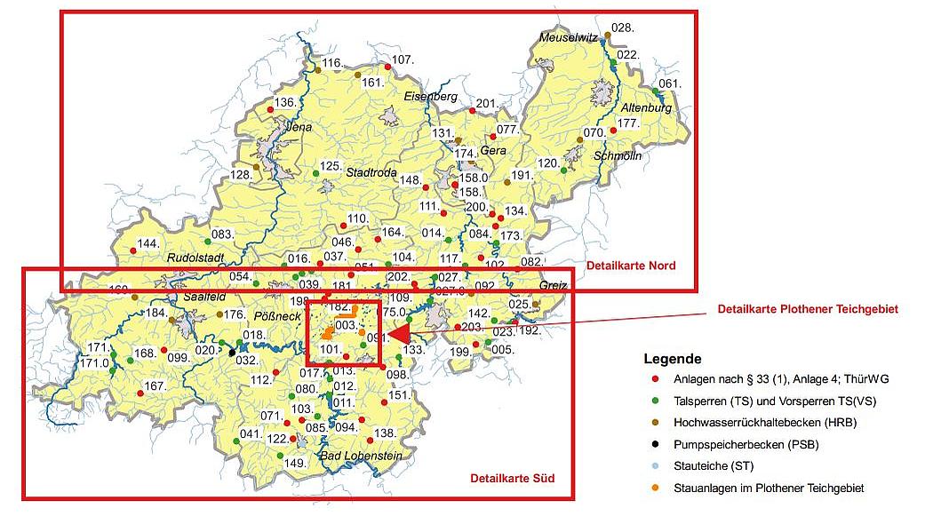 Übersicht Talsperren und Stauanlagen in Ostthüringen