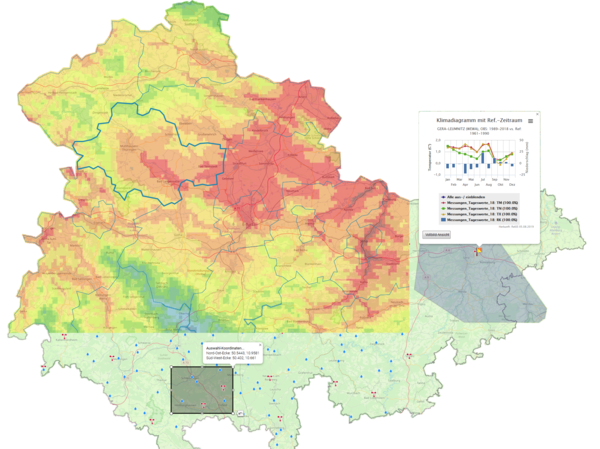Temperaturkarte mit Analyse und Datendownloadfunktion