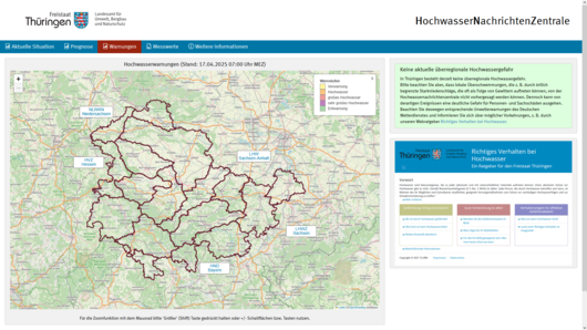 Die neue Warnkulisse des Hochwasserwarn- und –alarmdienstes in Thüringen
