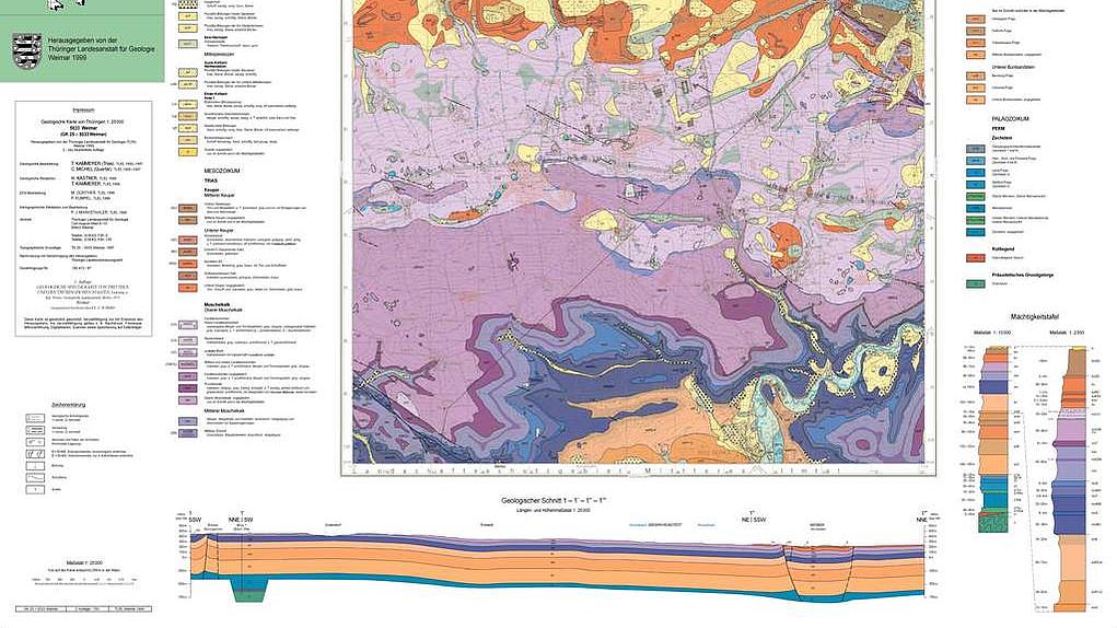 Druck der Geologischen Karte 1 : 25.000 Blatt 5033 Weimar