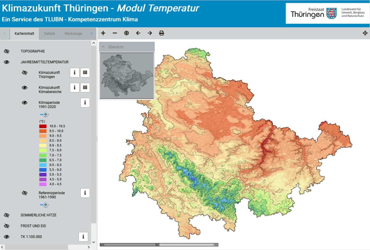 Startseite des KlimaZukunft Thüringen - Modul Temperatur