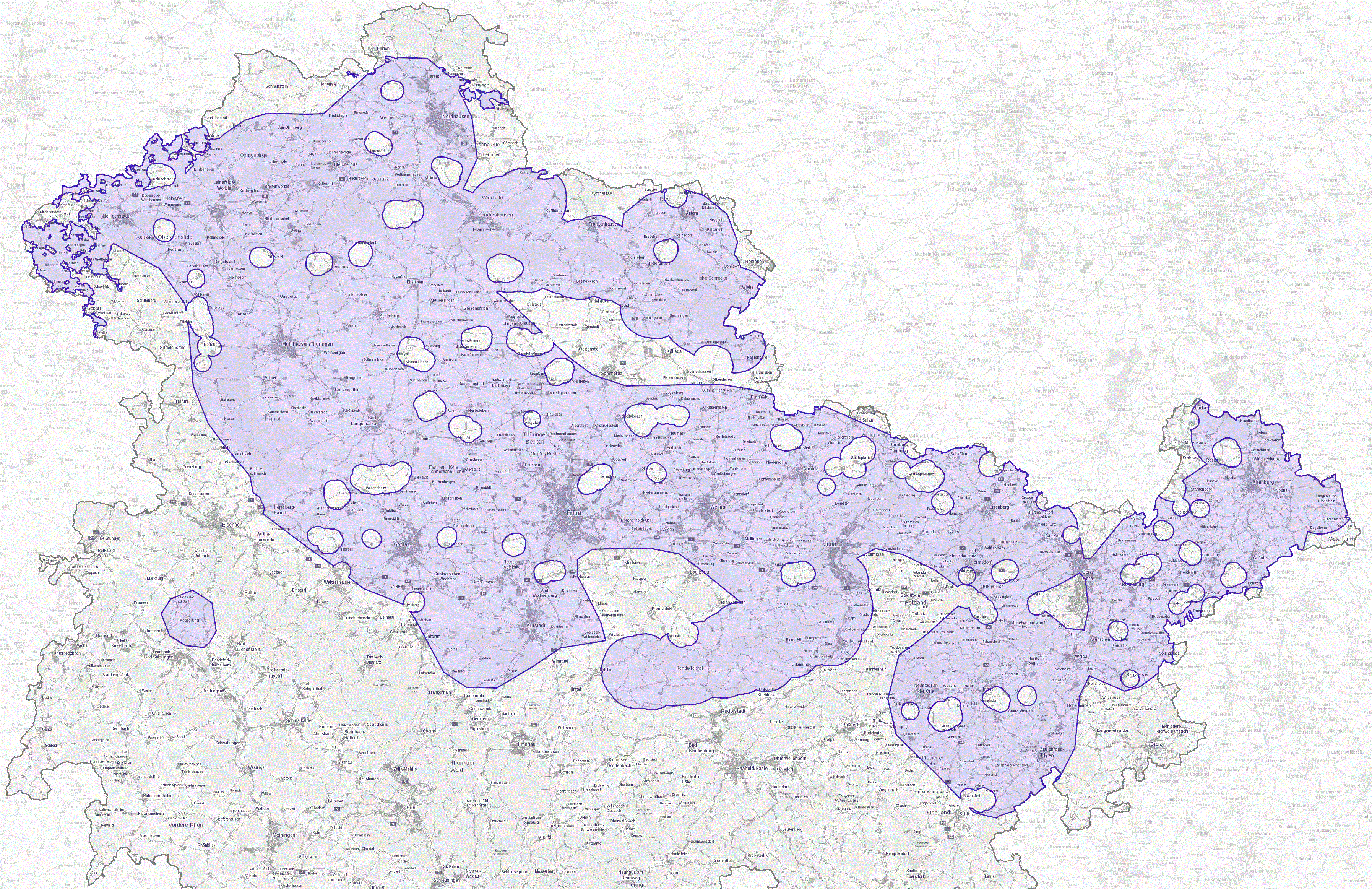 Diese Maßnahme zum Schutz des Rotmilans kann auf Ackerflächen in Nord-, Mittel- und Ostthüringen beantragt werden (Karte: TLUBN)