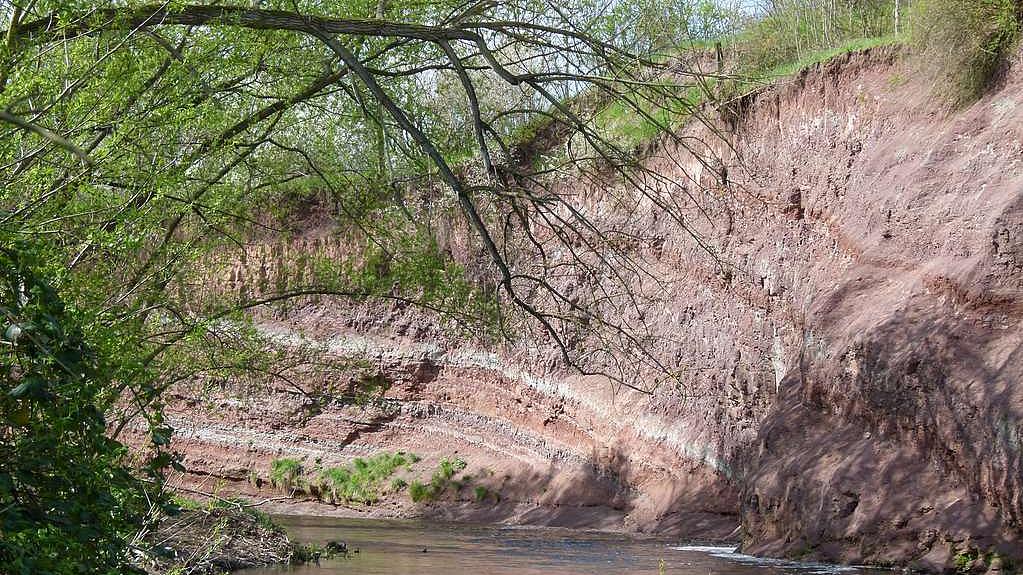 Gesteinsaufschluss im Keuper (Rote Wand) bei Erfurt