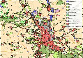 Quelle: Geoproxy, Geoportal Thüringen – städtisch geprägte Bodennutzung in Erfurt und landwirtschaftliche Bodennutzung im Umland, Stand: 20.02.2020